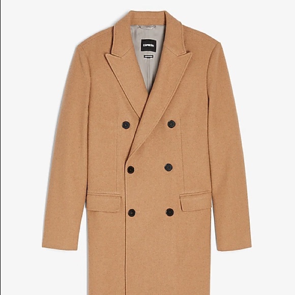 Express Other - Kaki Double Breasted water resistant wool blend trench coat.
